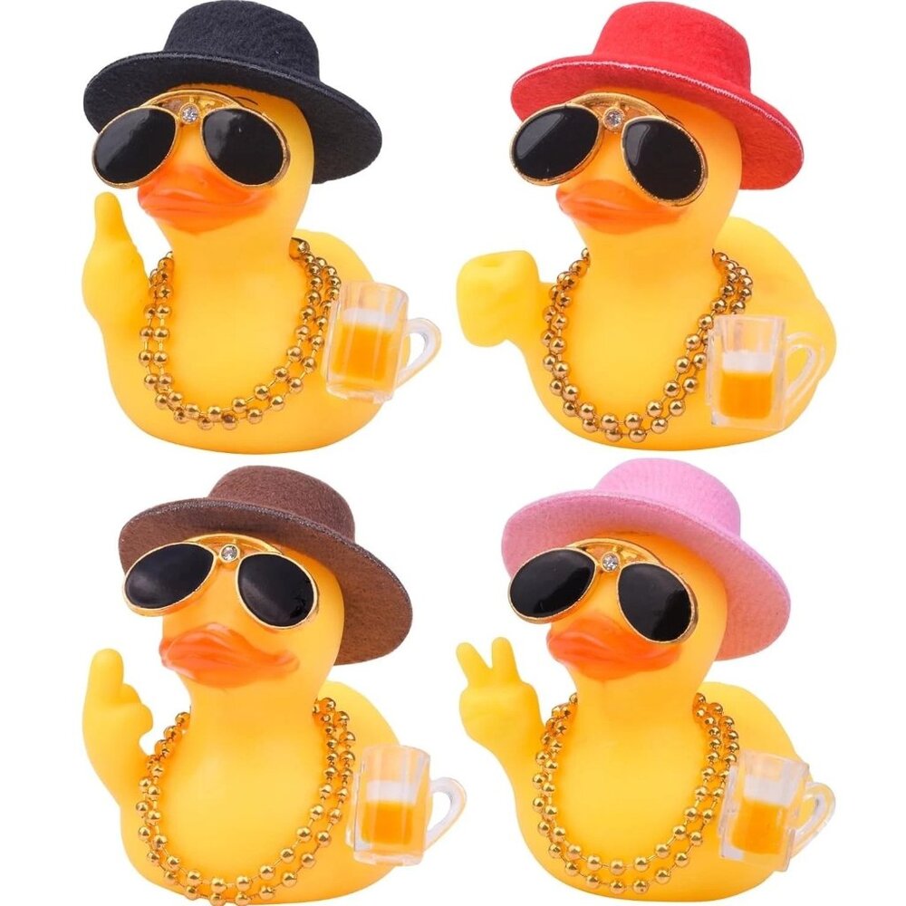 4PCS - Funny Rubber Ducks Dashboard Decoration & Accessories, Jeep, Cruising
